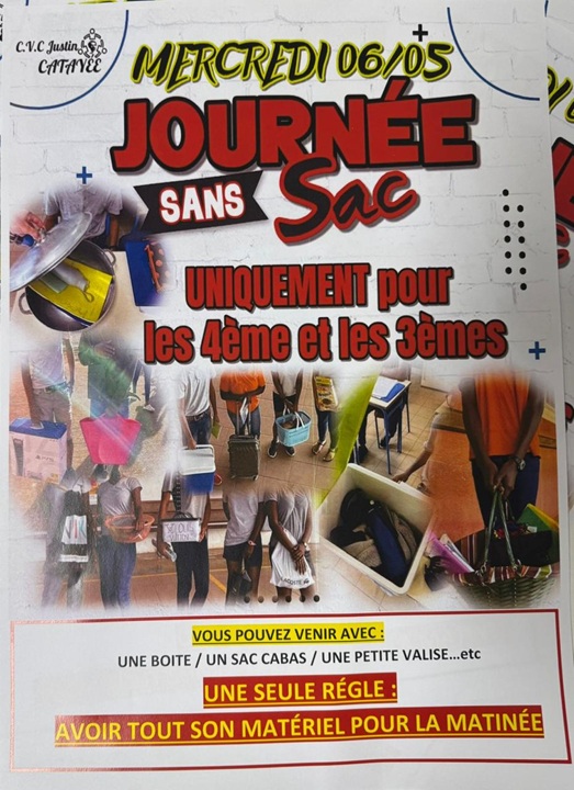 Affiche Journée sans sac — CVC Justin Catayée